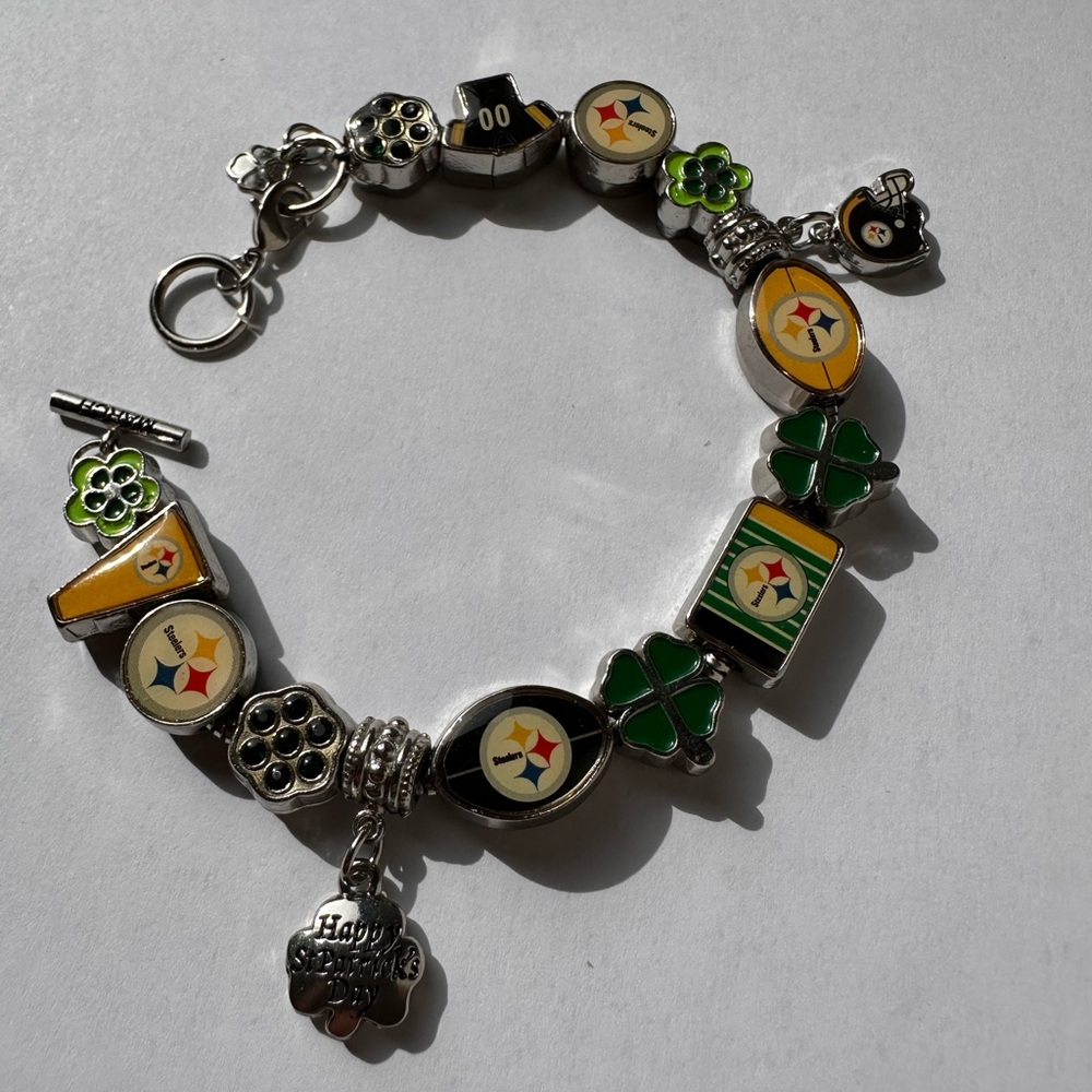 NFL Pittsburgh Steelers Super Fan Lucky Charm Bracelet –8” / 8.75” 🍀🏈 - Picture 2 of 8